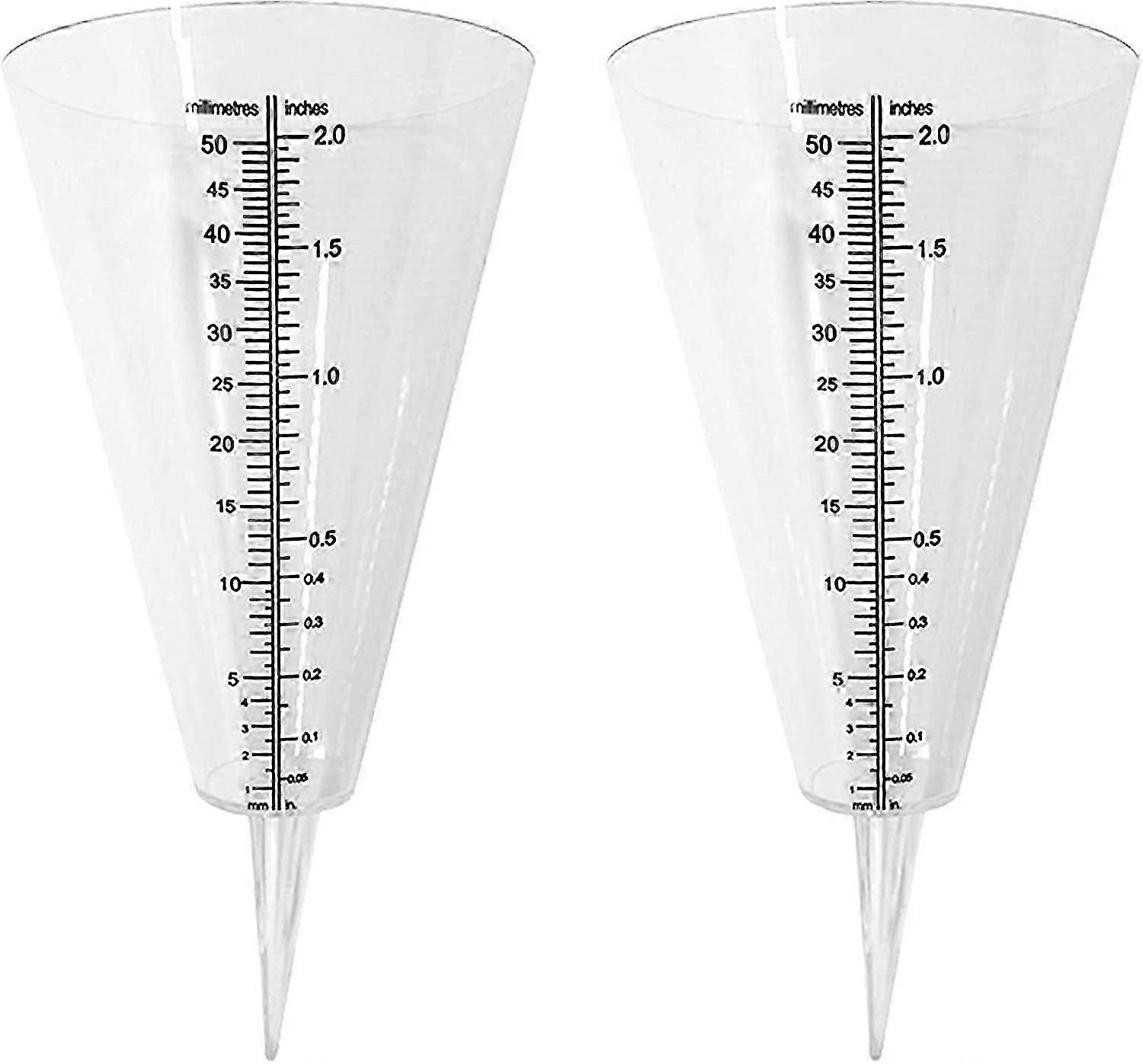 Outdoor rain gauge for rainfall monitoring, 2 clear cones with double scale measurement