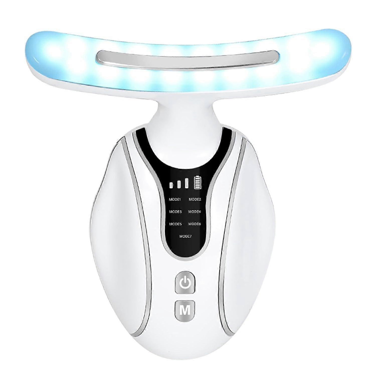 Portable Skin Firming & Toning Instrument Electric Facial Massager with 7 EMS Modes(White)