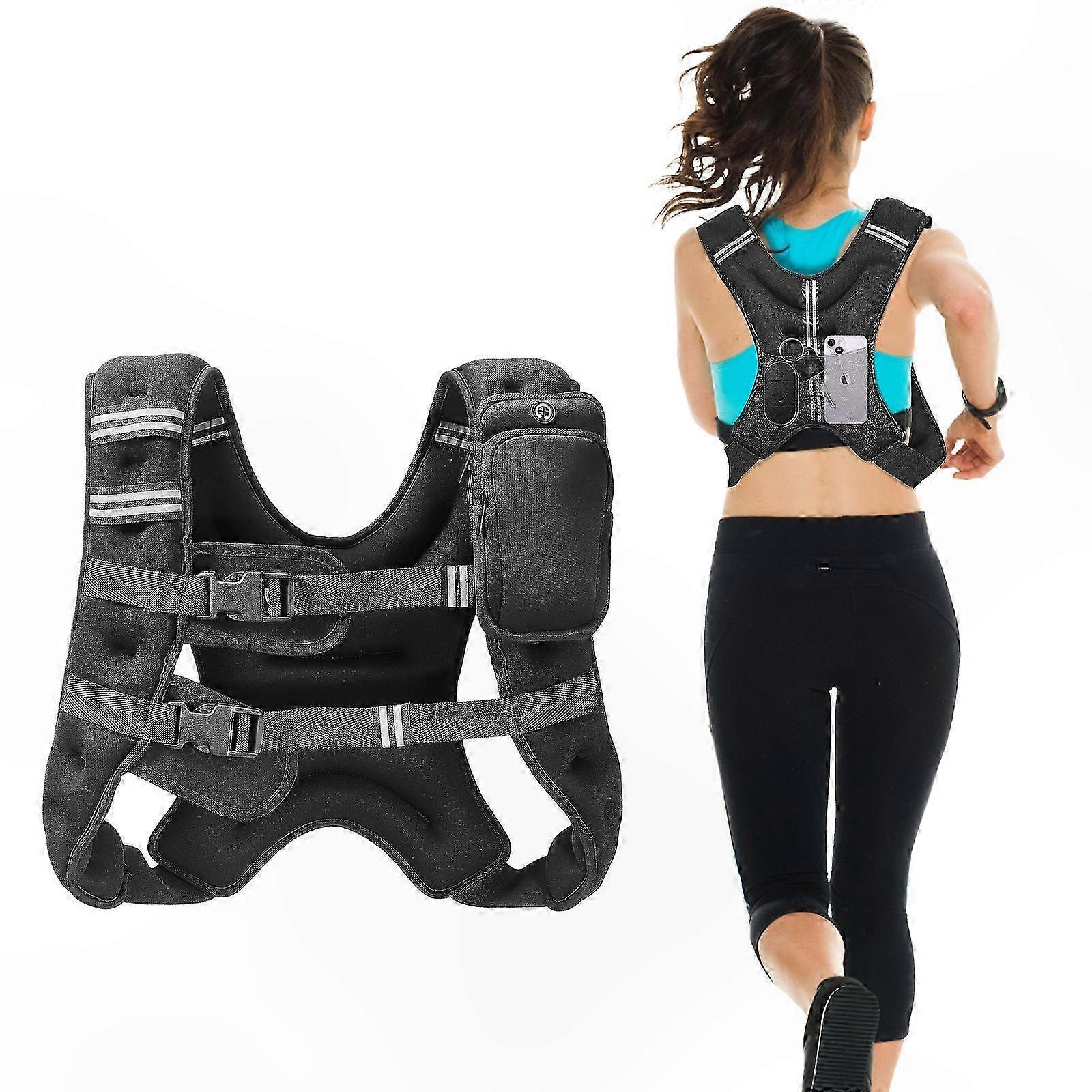 Weighted Vest for Strength Training, Running, and Fitness with Reflective Stripe, 16 lbs for Jogging and Weight Loss Workouts