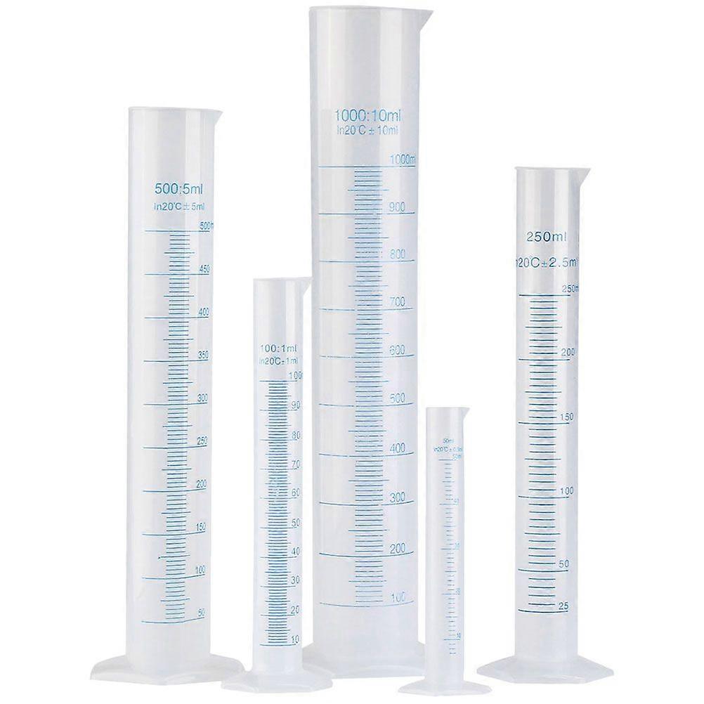 5pcs Plastic Cylinders Professional Measuring Cylinders Test Scale Tubes