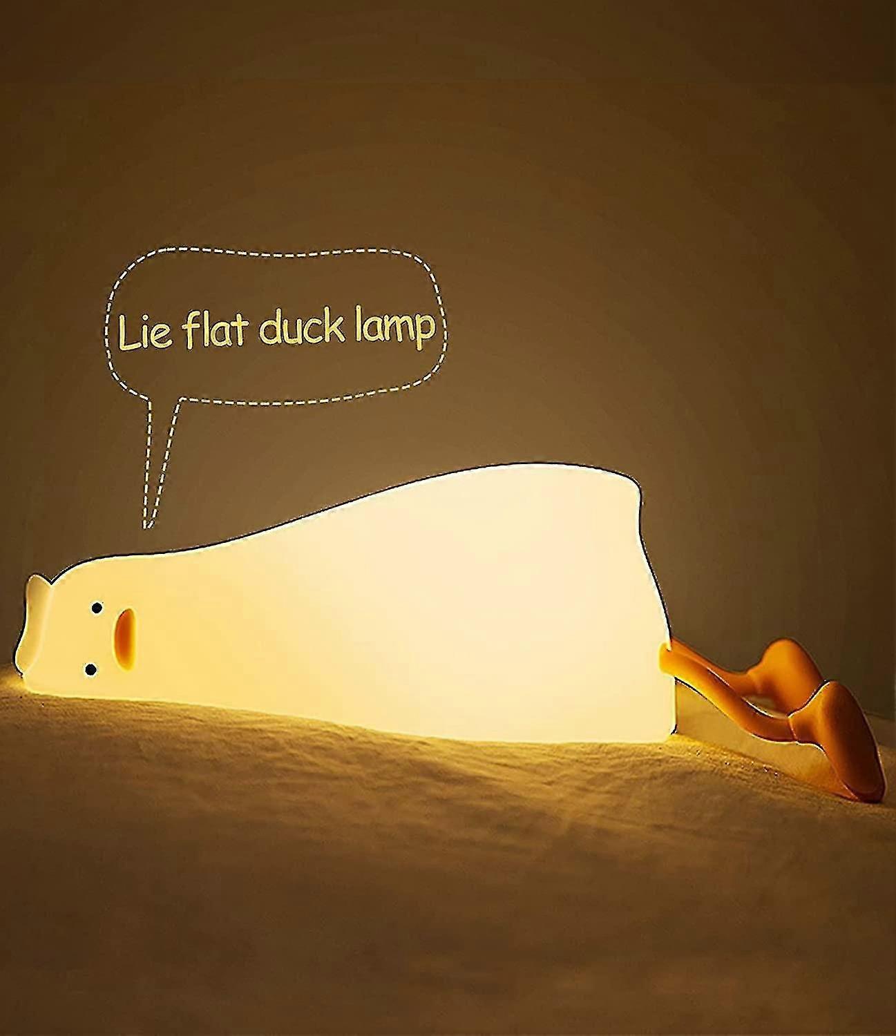 Led Lying Flat Duck Night Light, Cute Light Up Duck, Silicone Dimma...