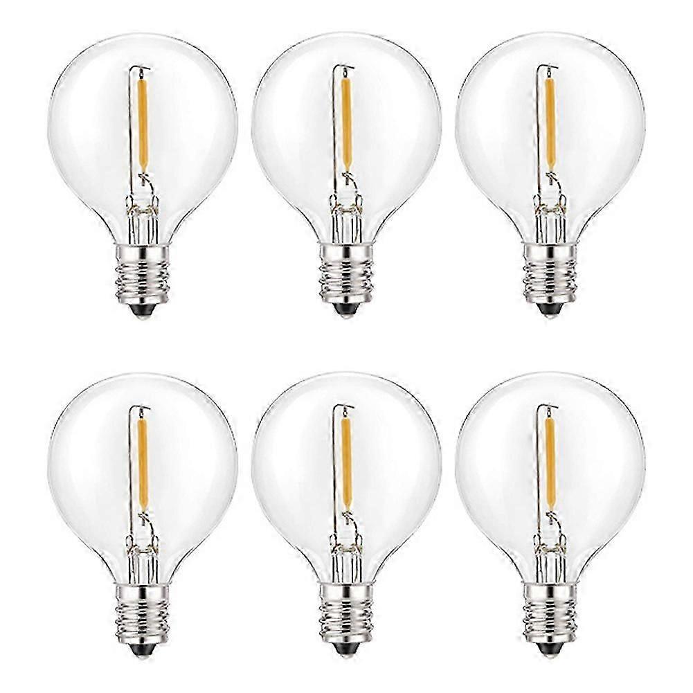 6Pcs G40 Led Replacement Light , E12 Screw Base Shatterproof LED Globe for Solar Warm White