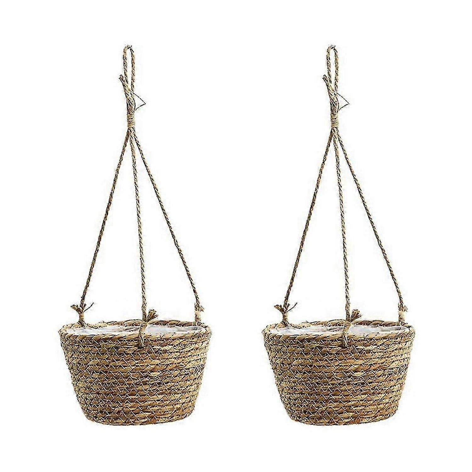 Straw Basket Flowerpot, Balcony Creativedecoration Planting Radish Hanging Basin, Hanging Woven Flow