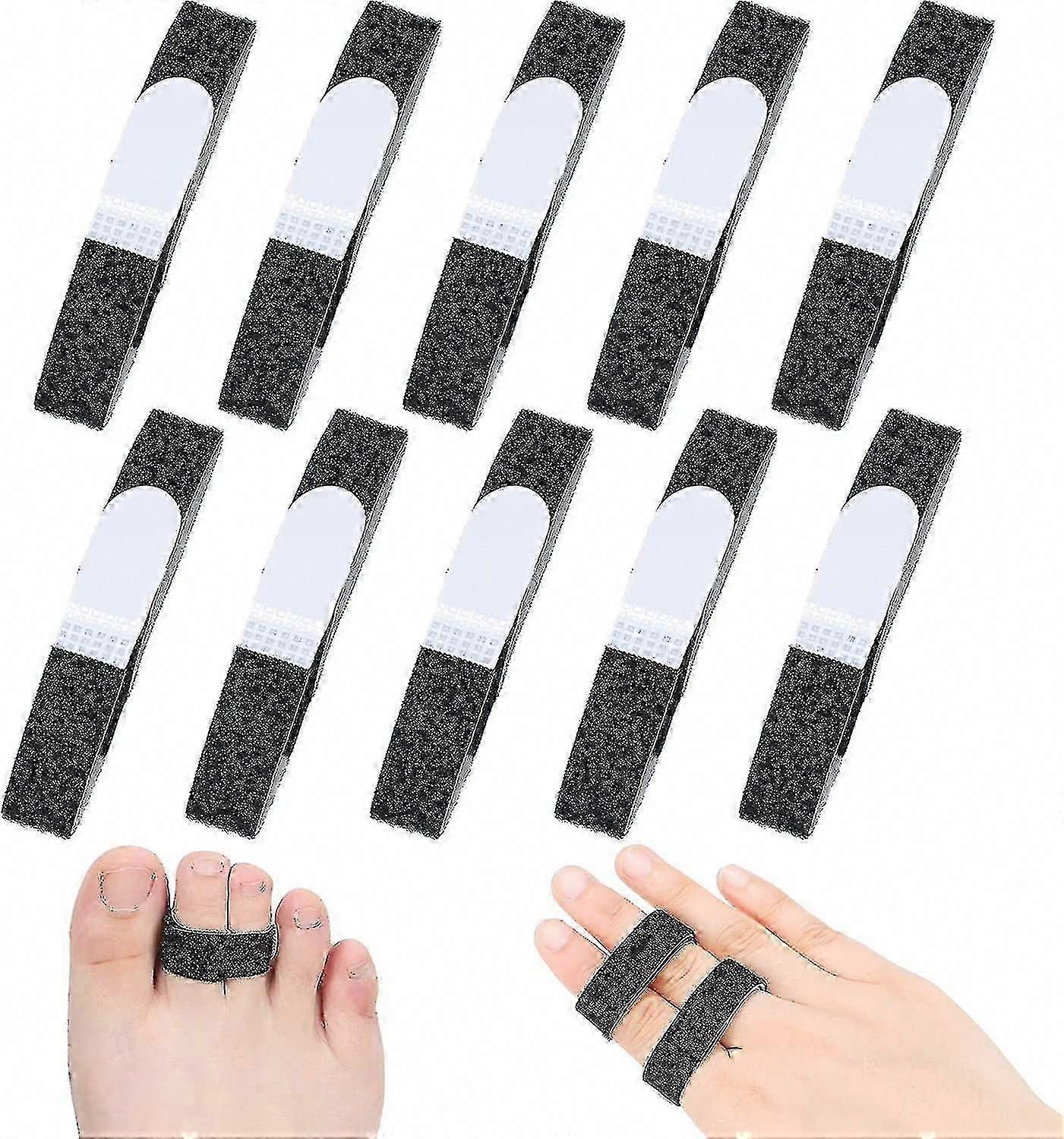 10pcs Buddy Tape Finger Straps - No Slip Hook Loop Splints for Broken Toes, Reusable Fabric Wraps