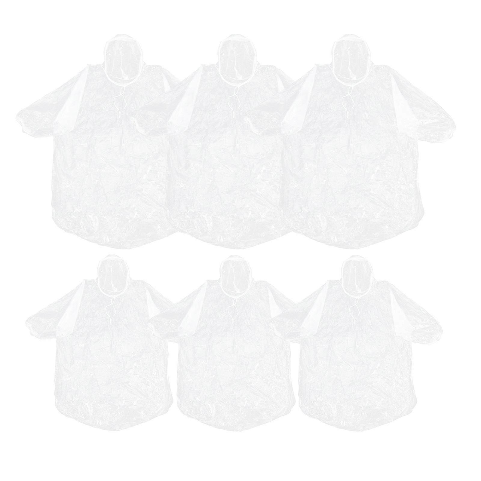 Lightweight Disposable Raincoat Set For Outdoor Use 6Pcs Hooded Transparent Protection