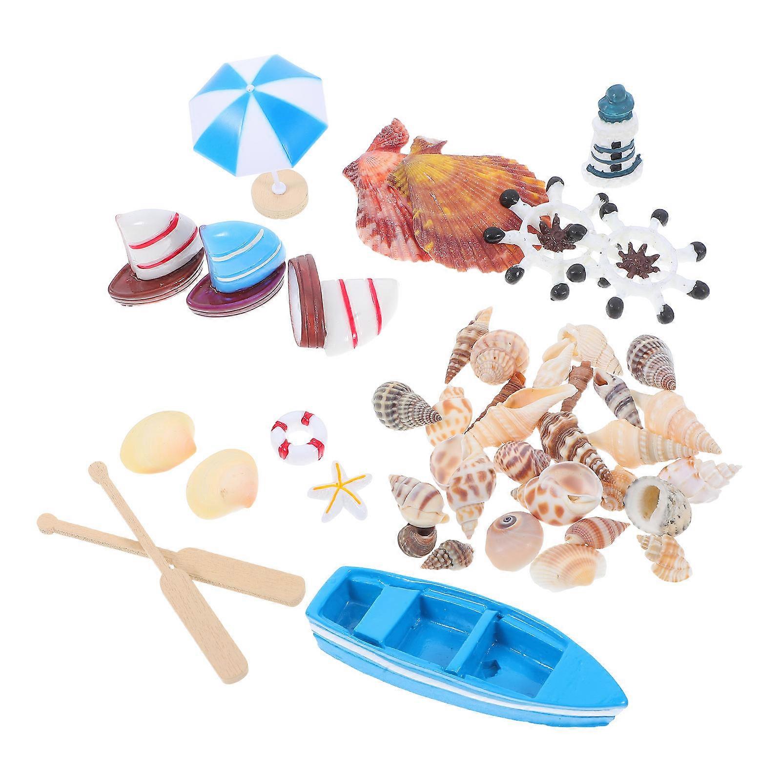 Mediterranean Style Resin Sailboat Ornaments for Ocean Themed Decor 38Pcs