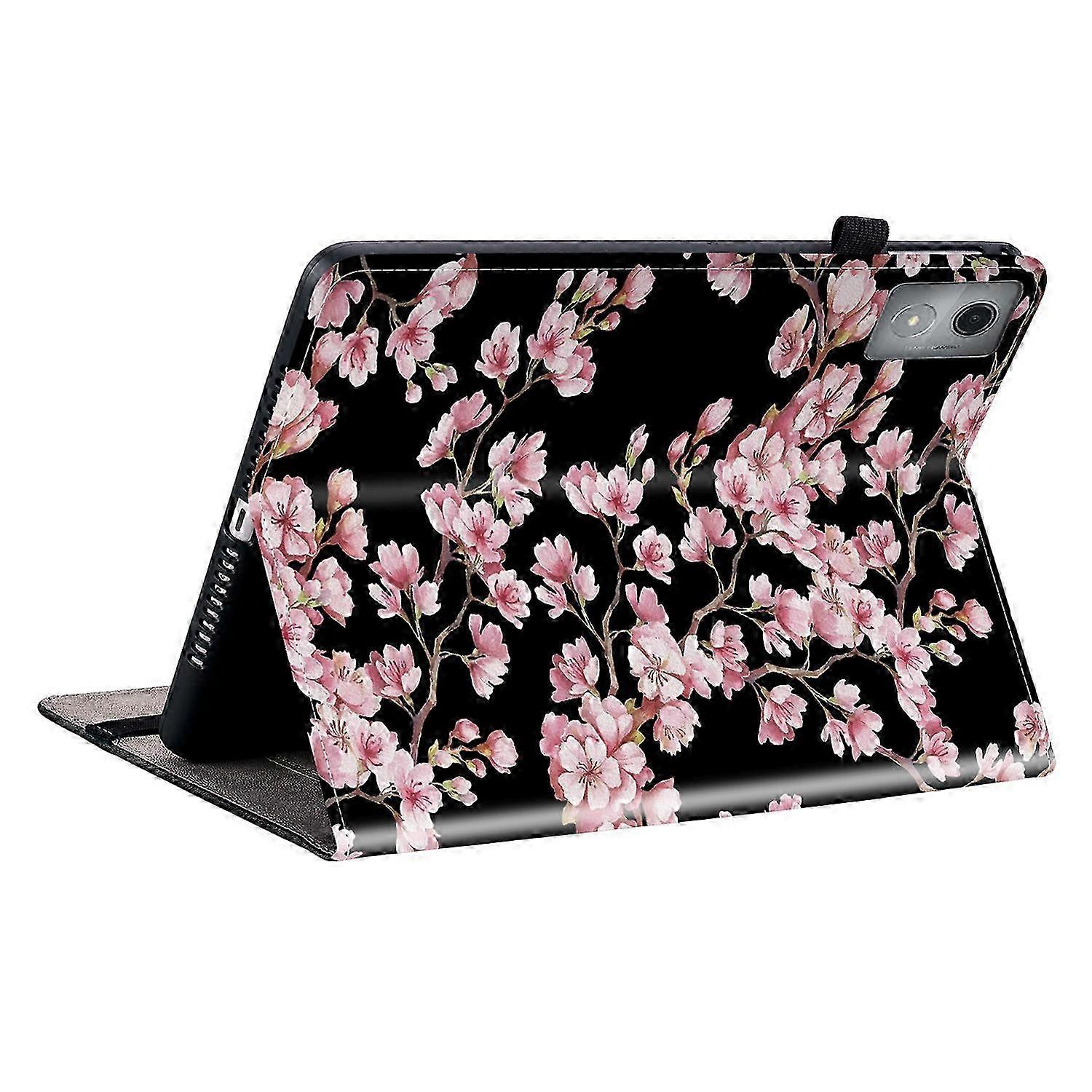 D8T For Lenovo Tab K11 Plus Stand Case Pattern Print Card Slots V6S PU Leather Tablet Cover - Plum B