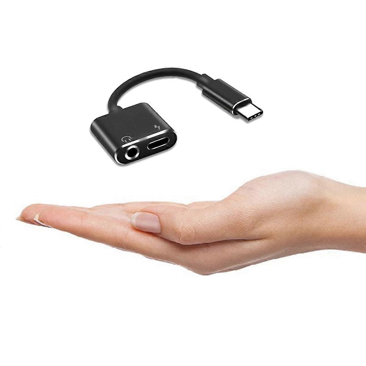 2 in1 Type-C to 3.5mm Headphone Jack Adaptor/Connector Charger, Earphone Aux Audio & Charge Adaptor