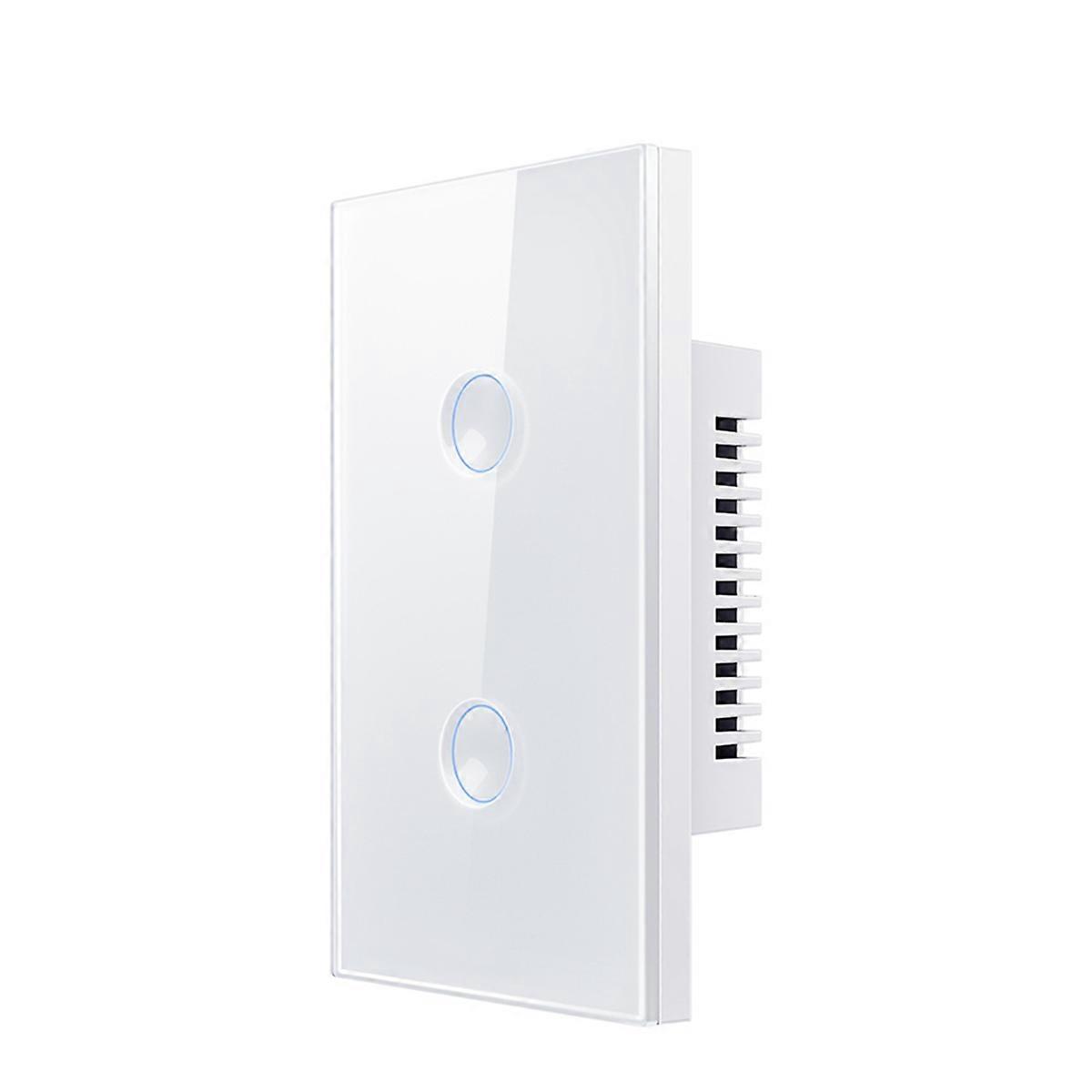 Zigbee White Smart Touch Switch with Home 2 Gang