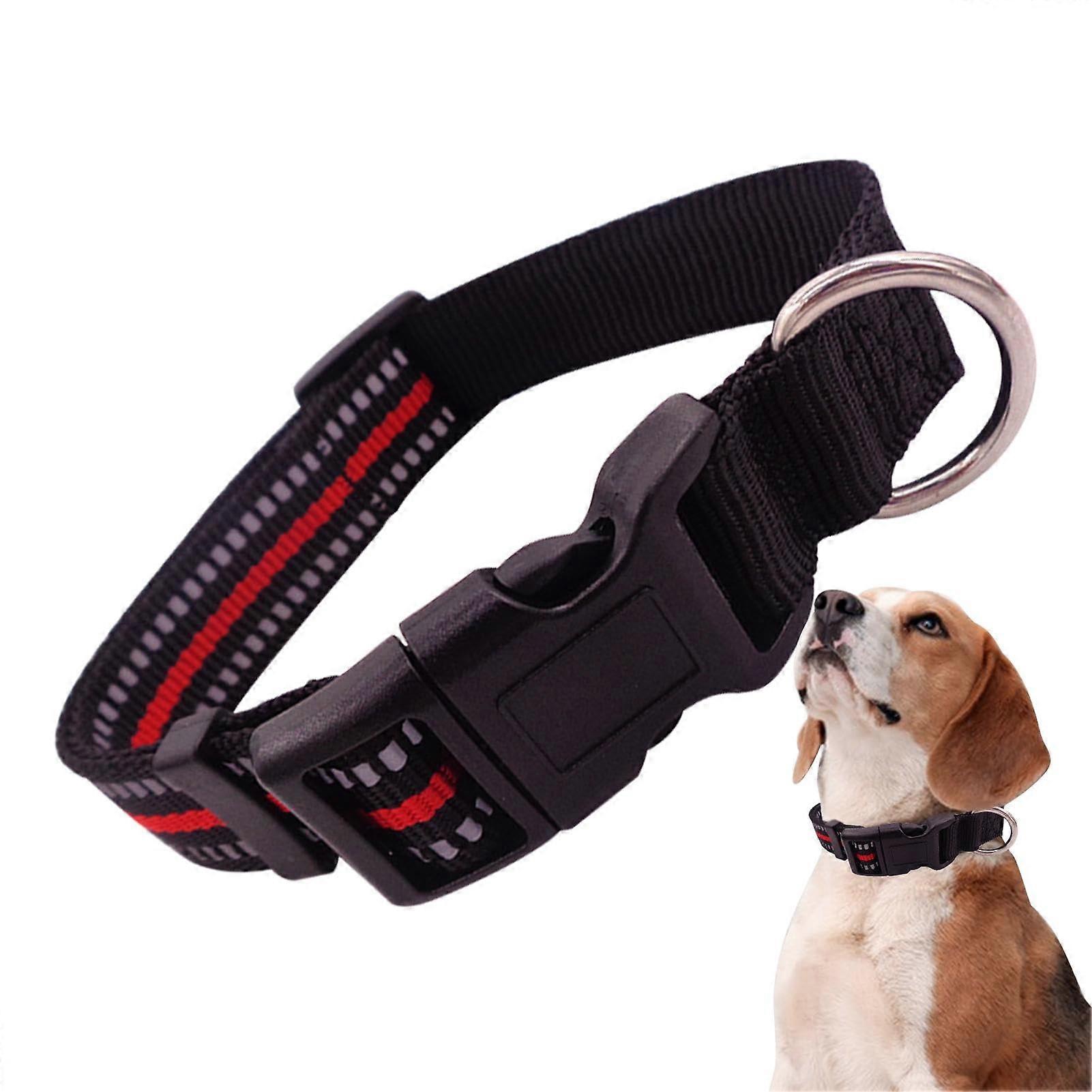 Small Dog Collar Nylon Buckle With Reflective Strip Dog Tag Holder Durable And Comfortable For Nighttime Visibility
