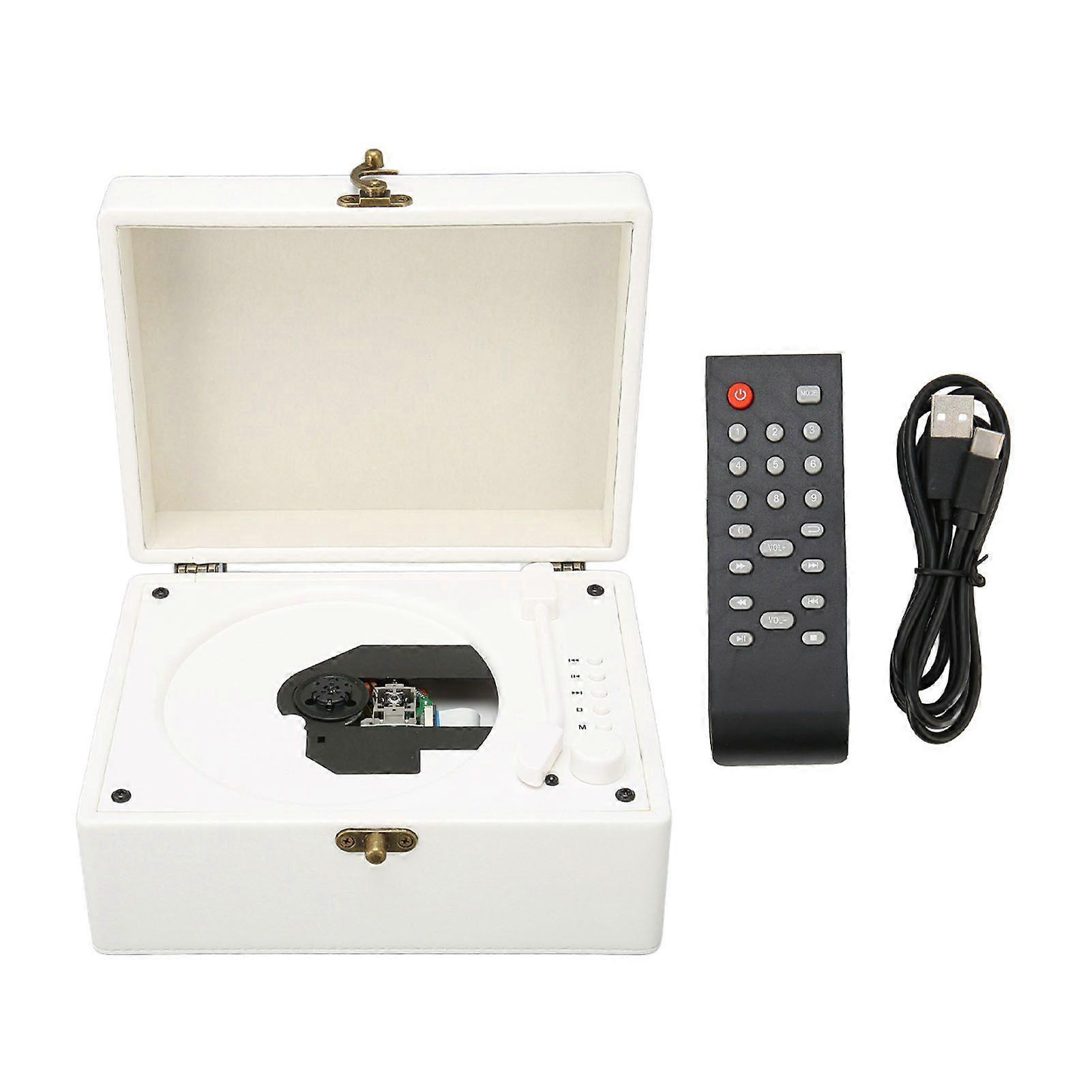 Bluetooth CD Player Support AUX USB Headphone Jack CD Record Player with Remote Control for Home Kids Adults Students White