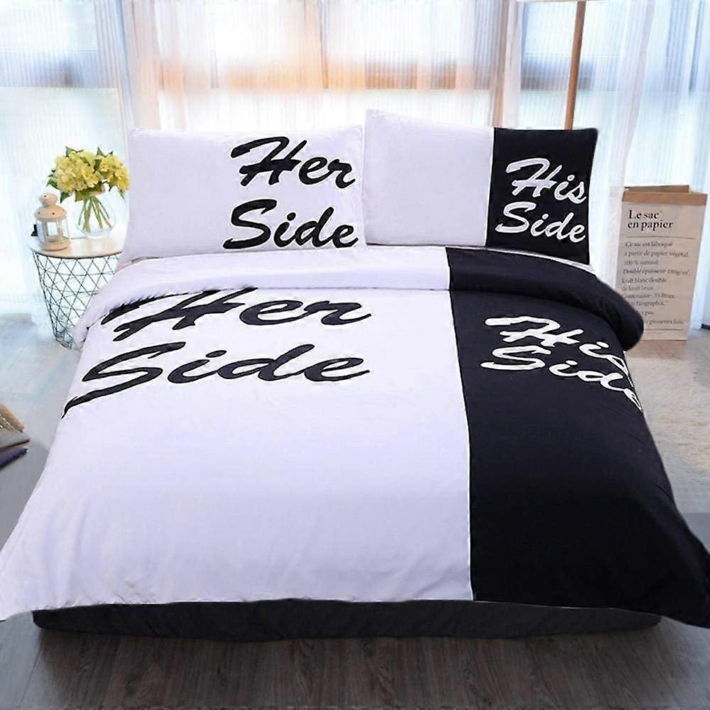 s485 Simple Black And White English Letters 3D Print Bedding Sets With 2 Pillow Shams, Double ,3 Piece Bedding Set With Duvet Cover Sets Easy Care Ant