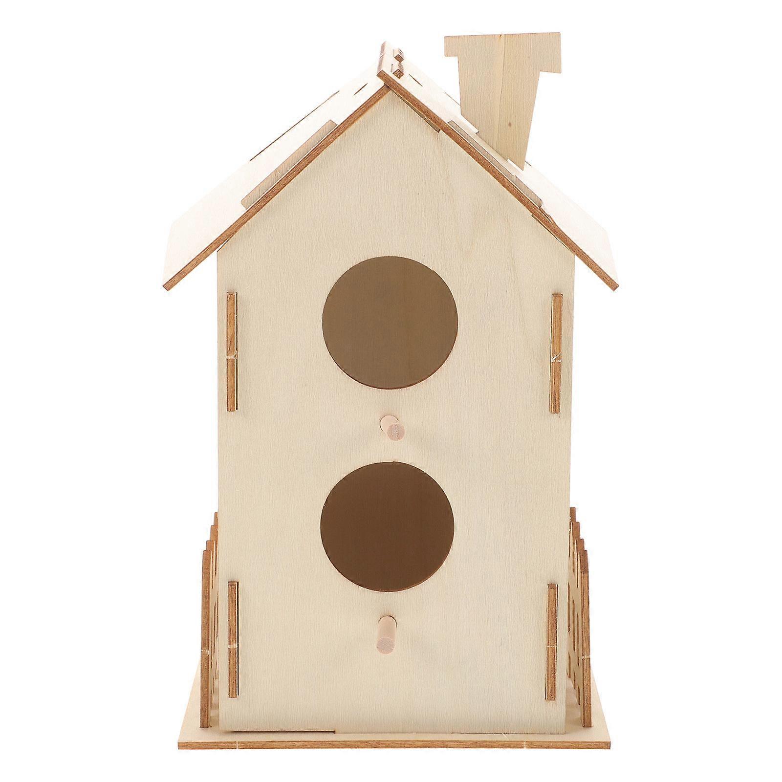 Wooden Bird House DIY Kit for Painting 3Pcs Unpainted Bird Toy