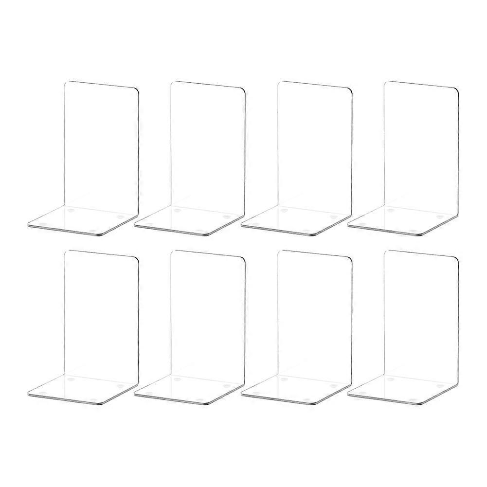 L-Shaped Transparent Acrylic Bookends Stand Bookshelf Desktop Decorative Storage Rack Bookend Book Holder
