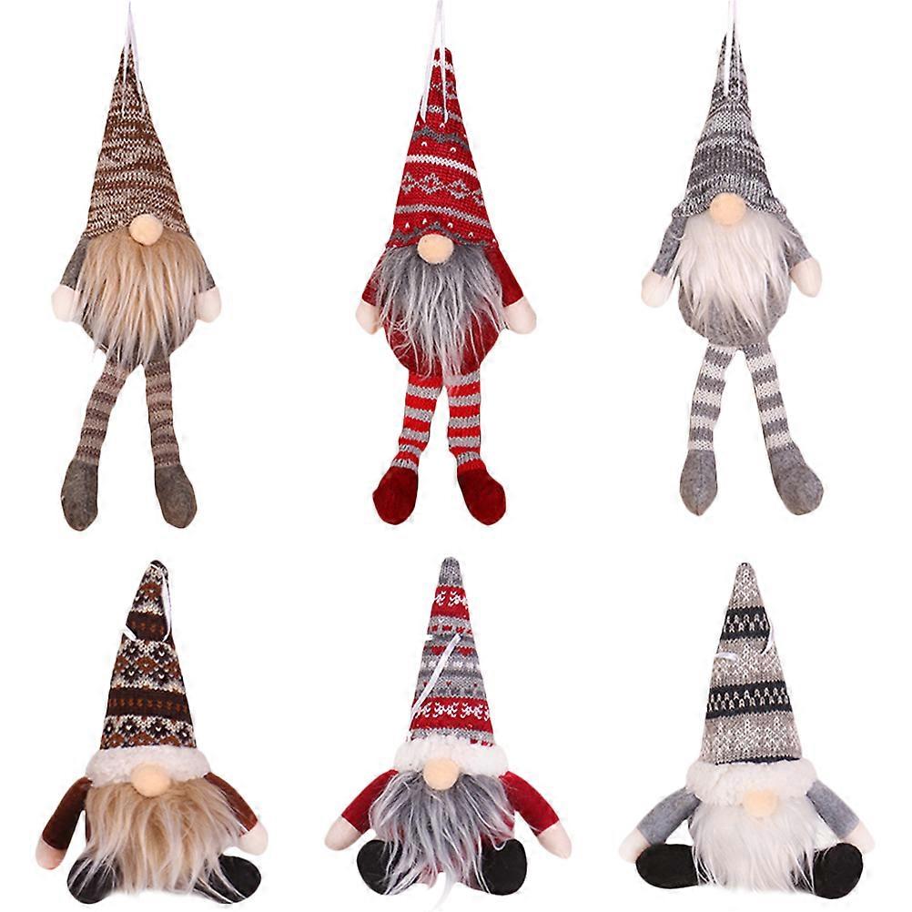 Man Dolls for Adornment 6Pcs Set Red Knitted Fabric Toys