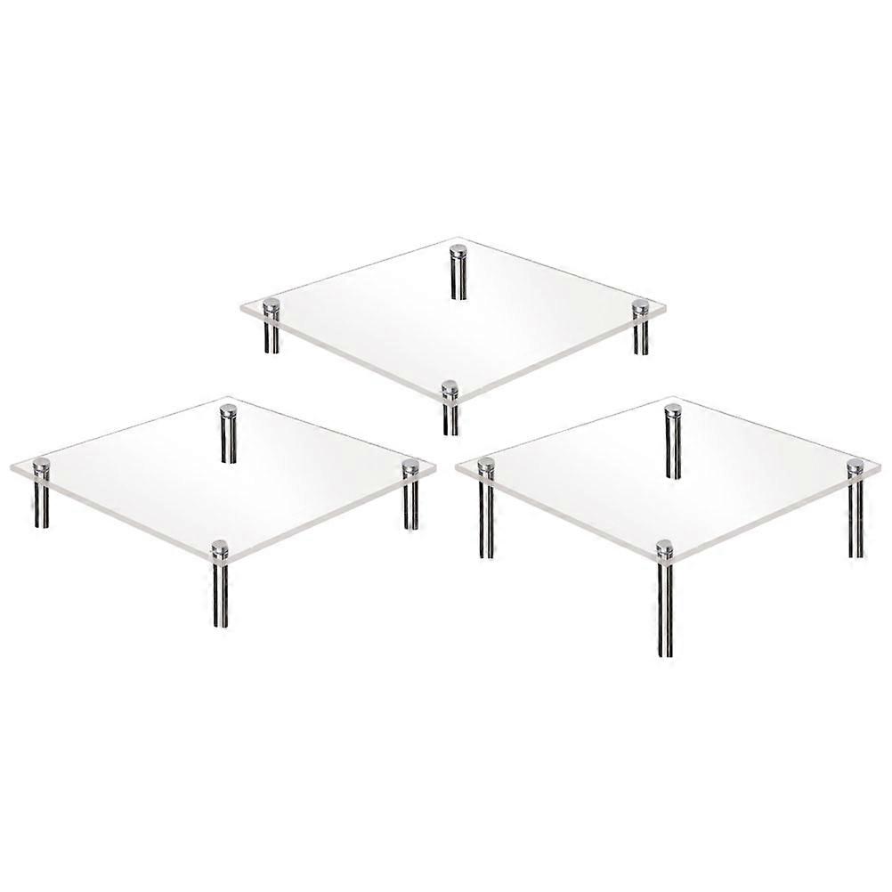 Transparent Cake Tray For Birthday Bridal Shower Round Clear Design Multi 3Pcs