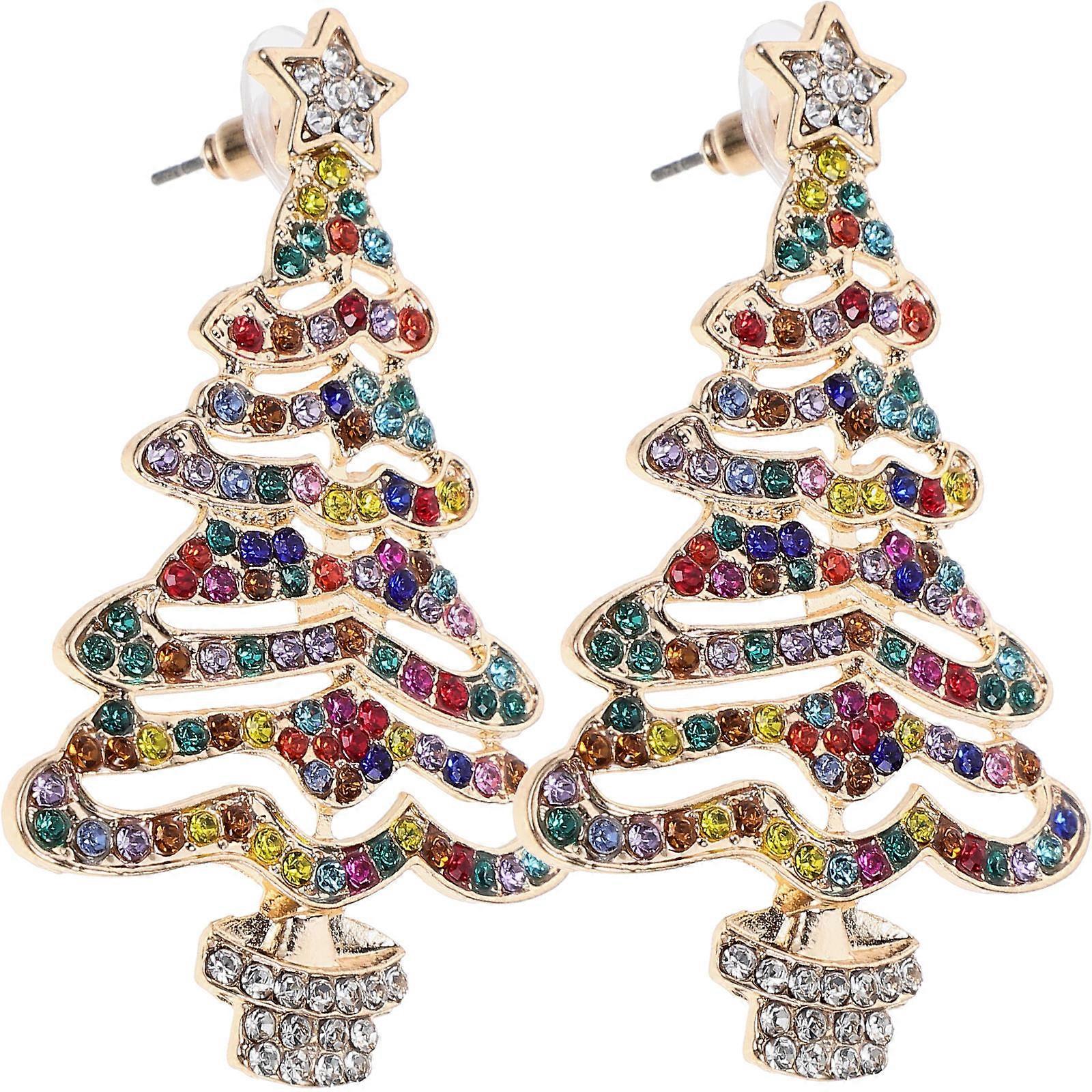 Christmas Tree Earring 1 Pair Festive Touch Multi Rhinestone Alloy Accessories