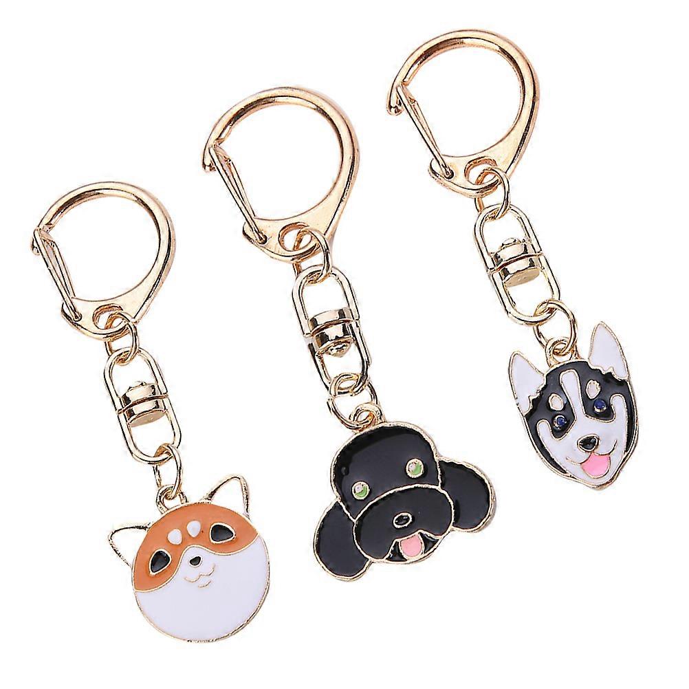 Pet Dog Shape Keychains Key Ring for Decoration 3Pcs Funny Small Gift
