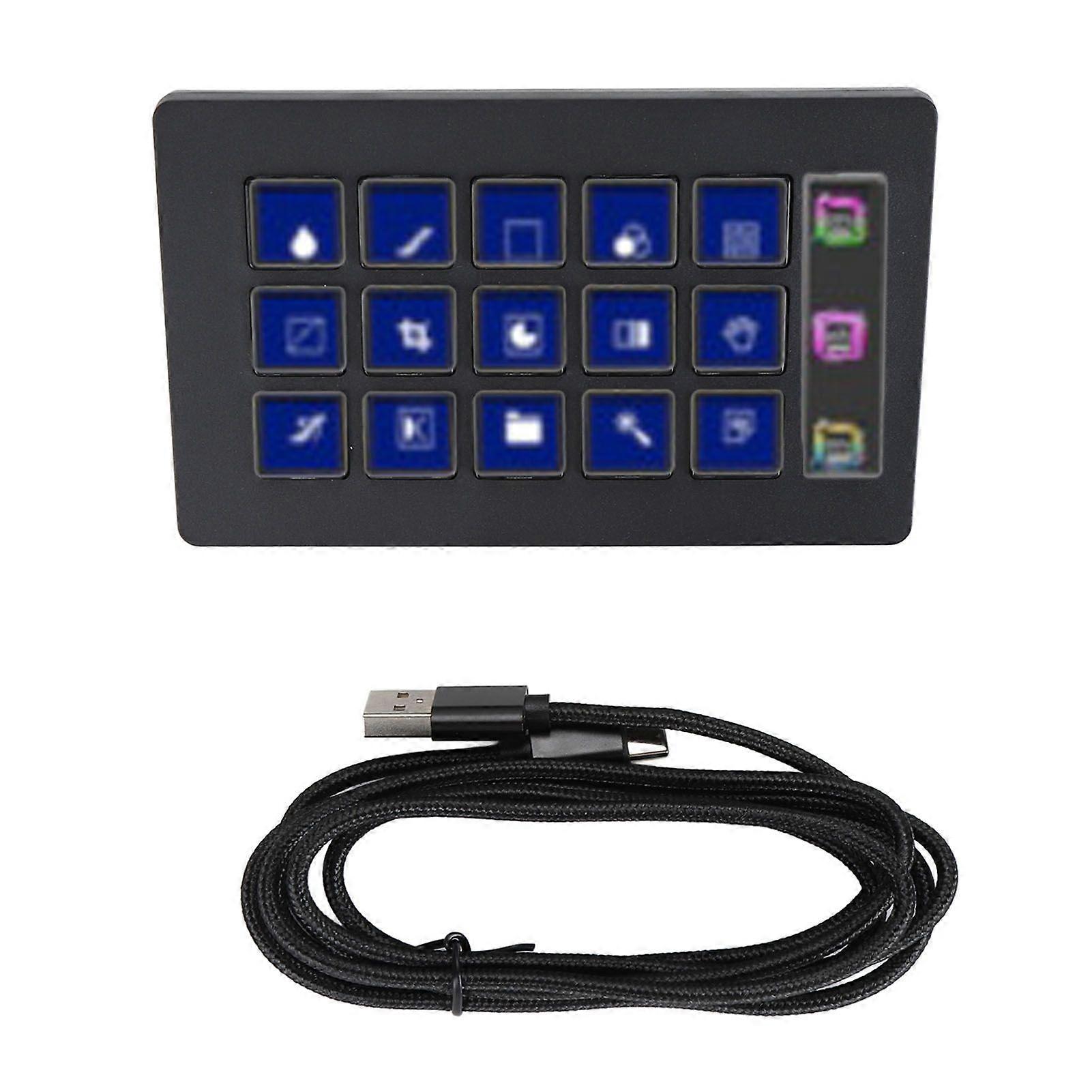 15 Keys Visual Keyboard Macro Keyboard One Key Operating LCD Custom Keyboard for OBS for Twitch for YouTube