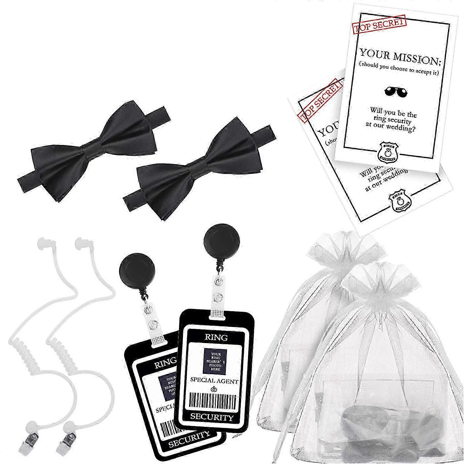 Salainen agentti -asuasusteet, mustat silmälasit, korvakappale ja kaulakoru Halloween-salainen agentti -asu aikuisille ja lapsille