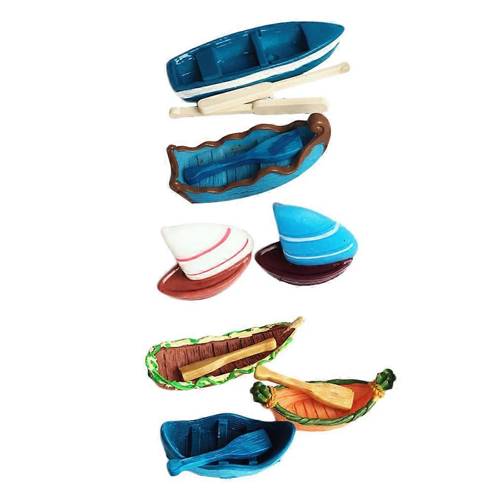 Aquarium Decor Artificial Sailboat Resin Rowboat 2Sets