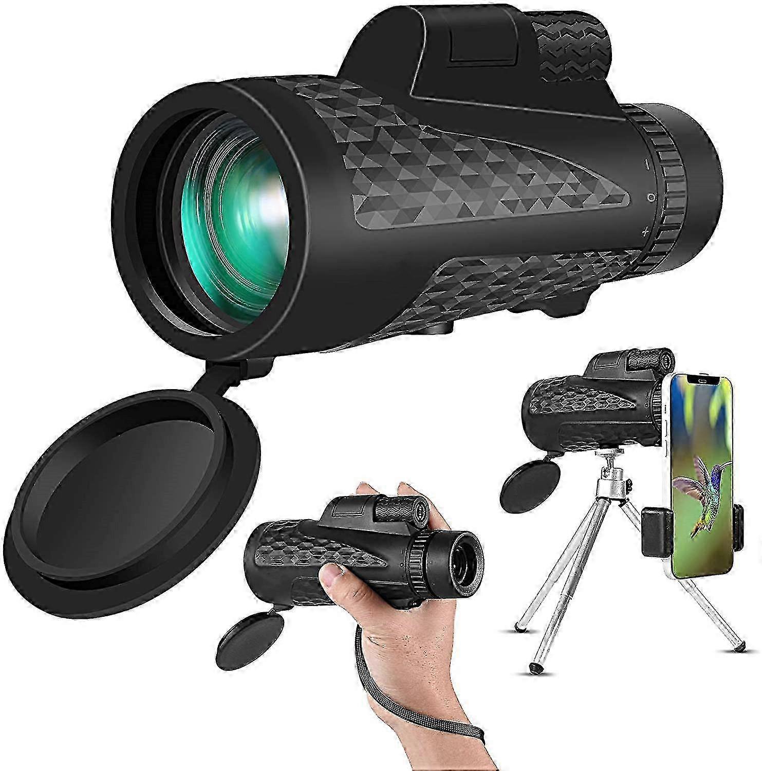 Monocular With 12x50 Zoom And Smartphone Holder And Tripod For Adults And Children, Portable Hd Monocular Rifle Scope For Bird Watching, Hunting, Hiki