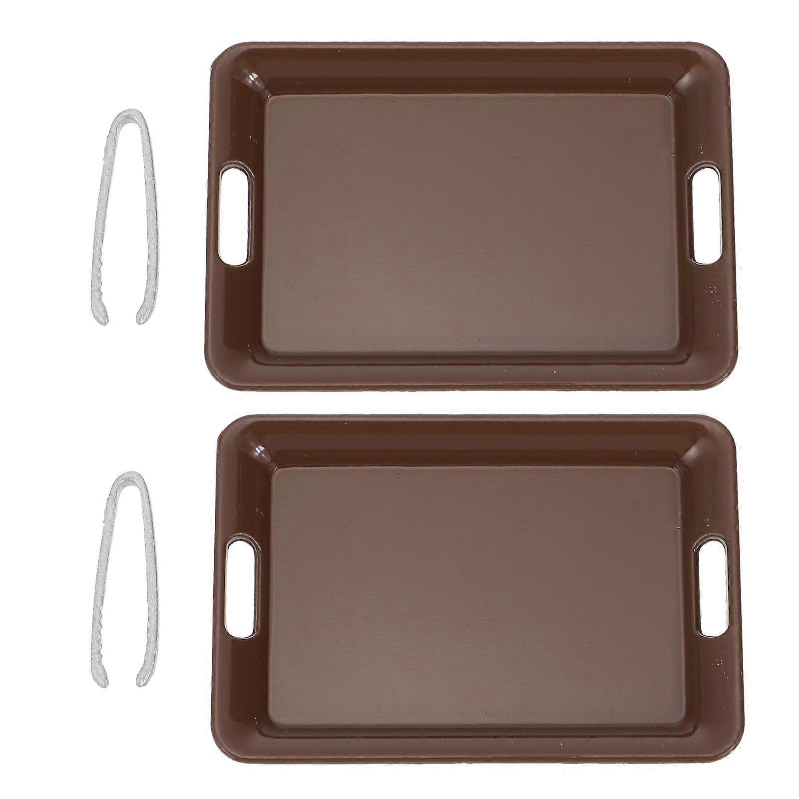 Doll House Bread Trays Kitchen Model Accessories for Decoration 2Sets