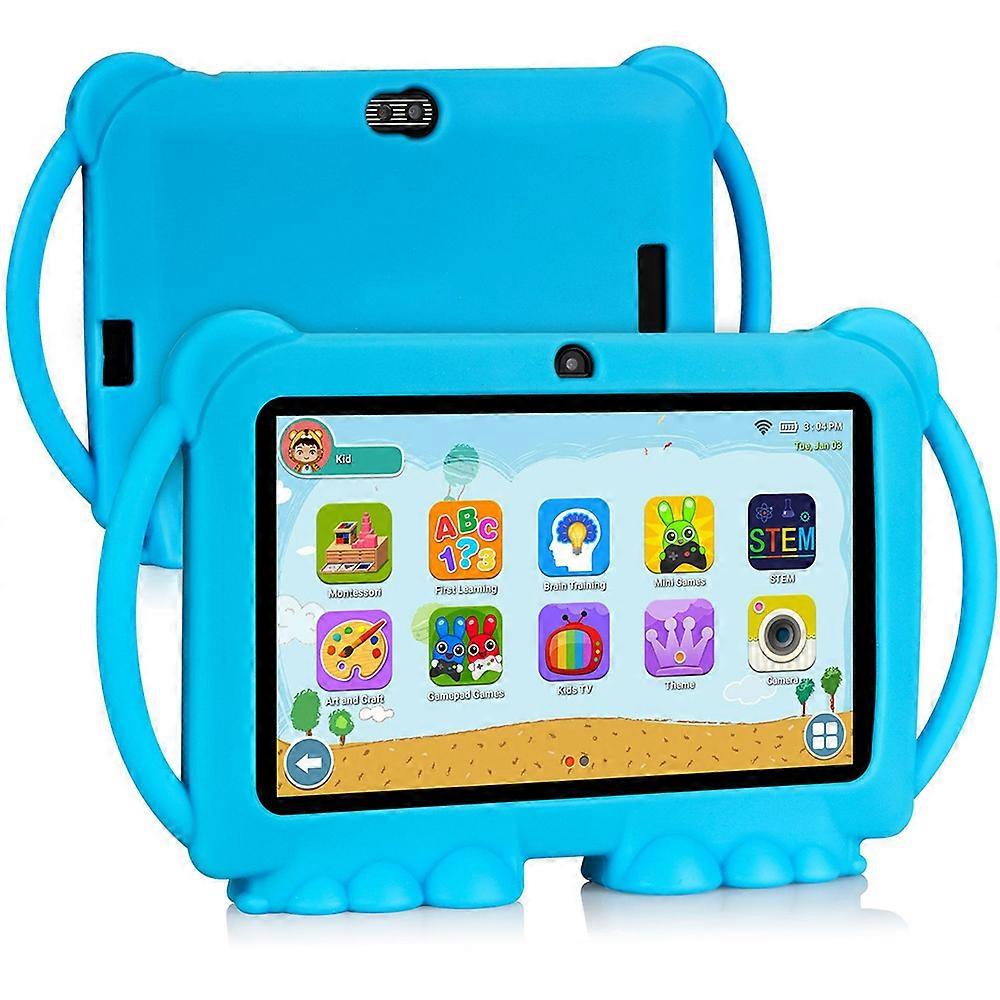 7 Inch Little Ones Android Tablet with Handle Parental Control Dual Camera-Blue