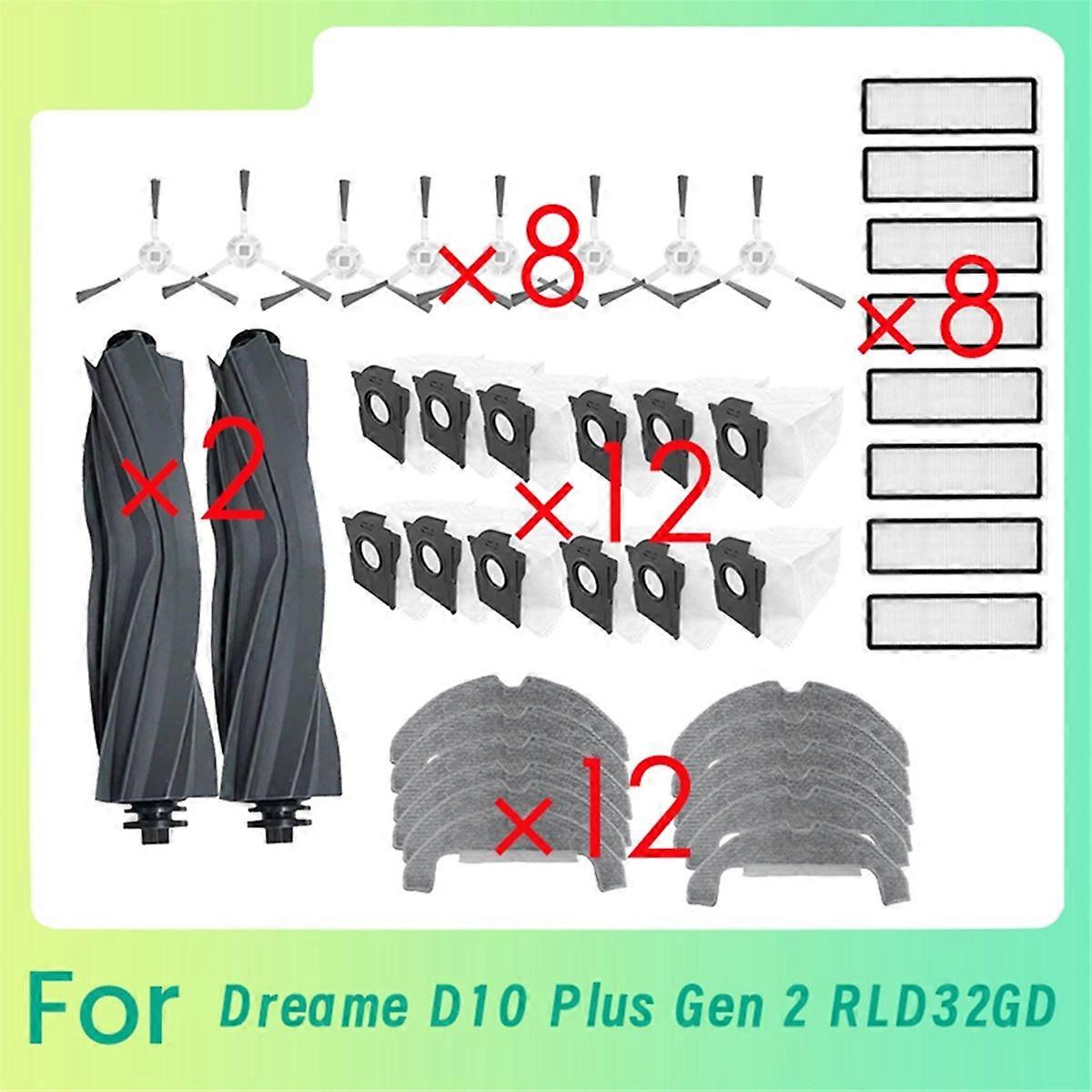 42 Pcs Main Side Brush Mop Filter for D10 Plus Gen 2 RLD32GD