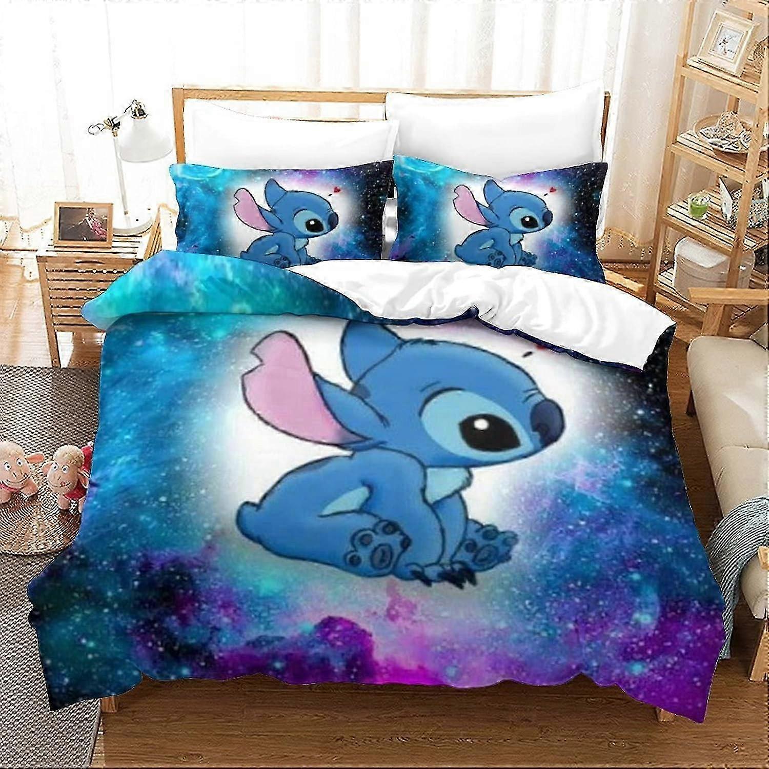 Stitch Bedding Set for Boys - Lilo & Stitch Pattern - Duvet Cover for Children and Boys - Duvet Cover with King Pillowcasex 135*200 CM 25-26