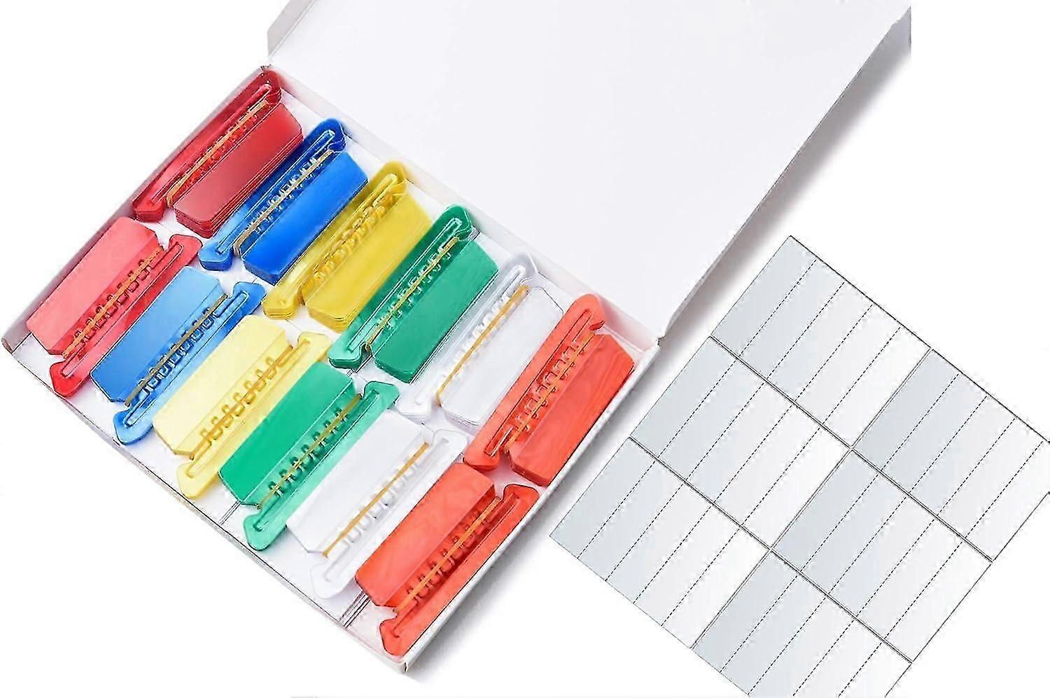 File Folder Tabs 120 Set Hanging File Folder Labels and Tabs 2 Inch Clear Plastic Hanging File Tabs for Quick Identification(Colorful, 120pcs)