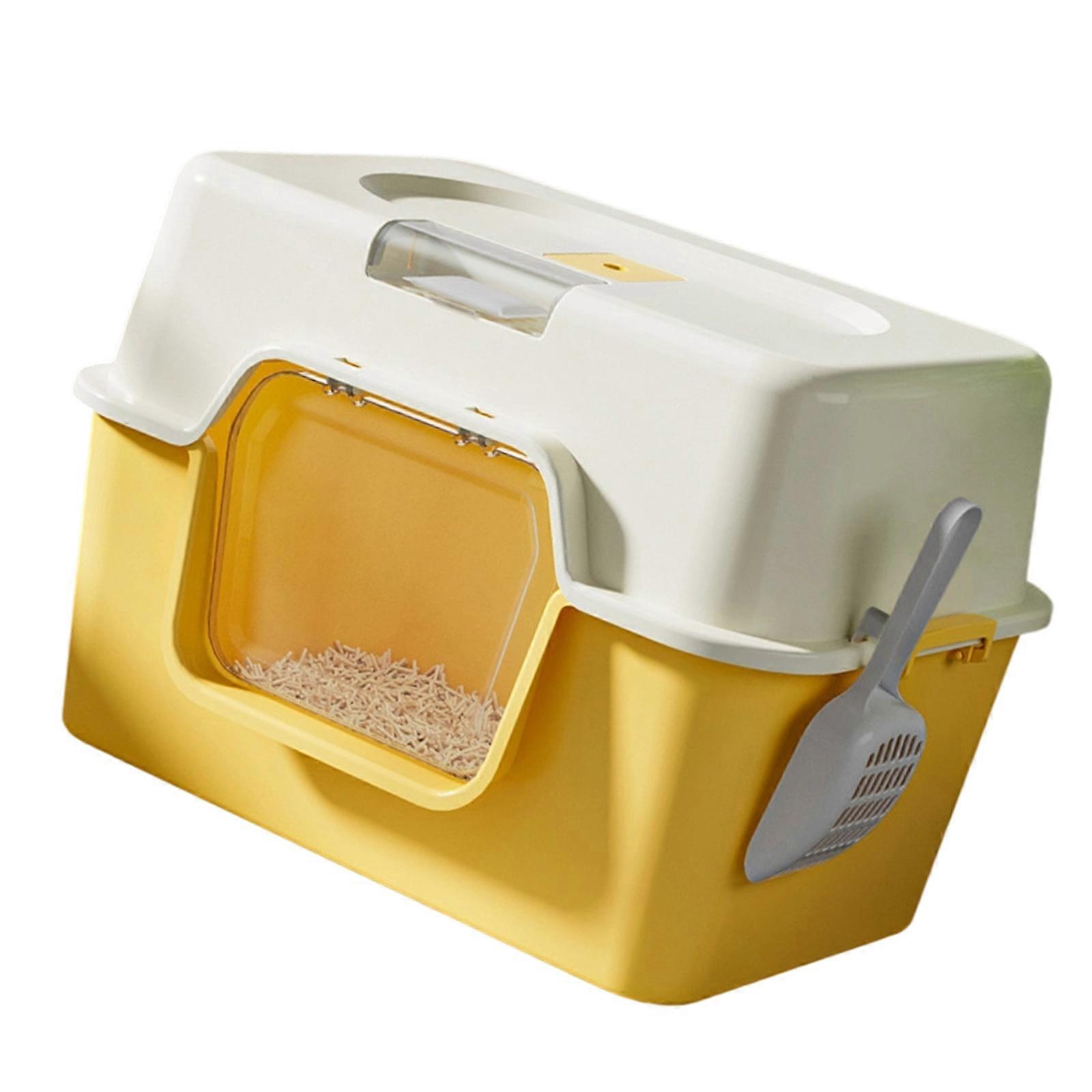Easy to Clean Enclosed Litter Box for Cats Smooth Surfaces Enclosed Easy Cleaning Litter Box Multicolored  Yellow