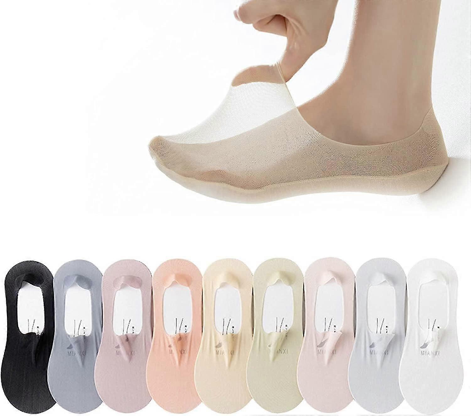 9 Pairs Invisible Non-slip Ice Silk Socks