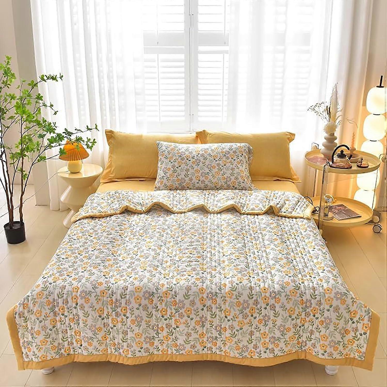 Quilted Bedspread for Single Double Size 150x200cm B, Printed Bedding Coverlets, Summer Lightweight AllSeason Throw