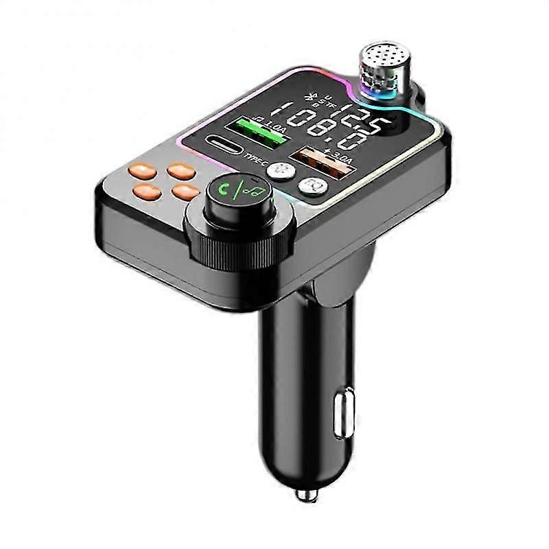 Car Bluetooth 5.0 Fm Transmitter Quick Charge  Large Microphone One Key Bass Mp3 Player Dual