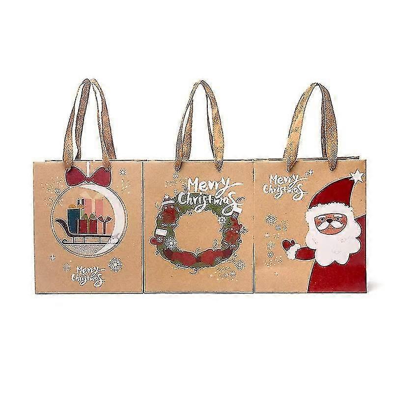 12pc Christmas Paper Bags,christmas Gift Bags With Handle,kraft Christmas Gift Bags,christmas Paper