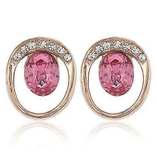 Women's Pink Love Stud Earrings with Austrian Crystals