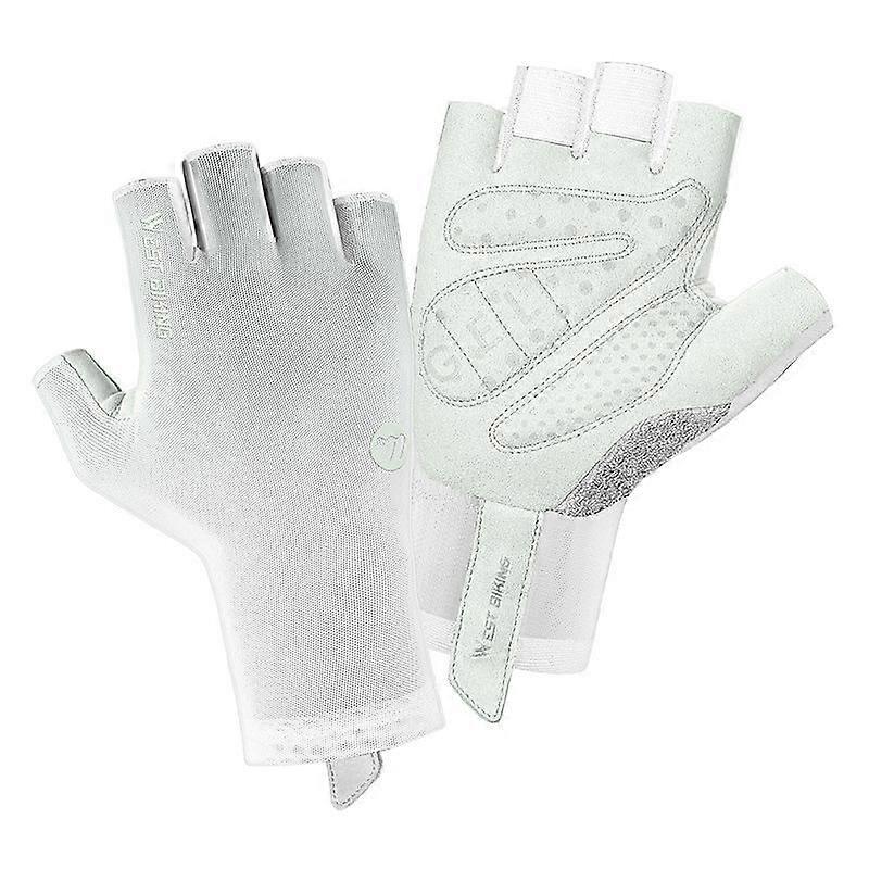 West Biking Breathable Non-slip Half-finger Cycling Gloves Size: L White For Road Bike