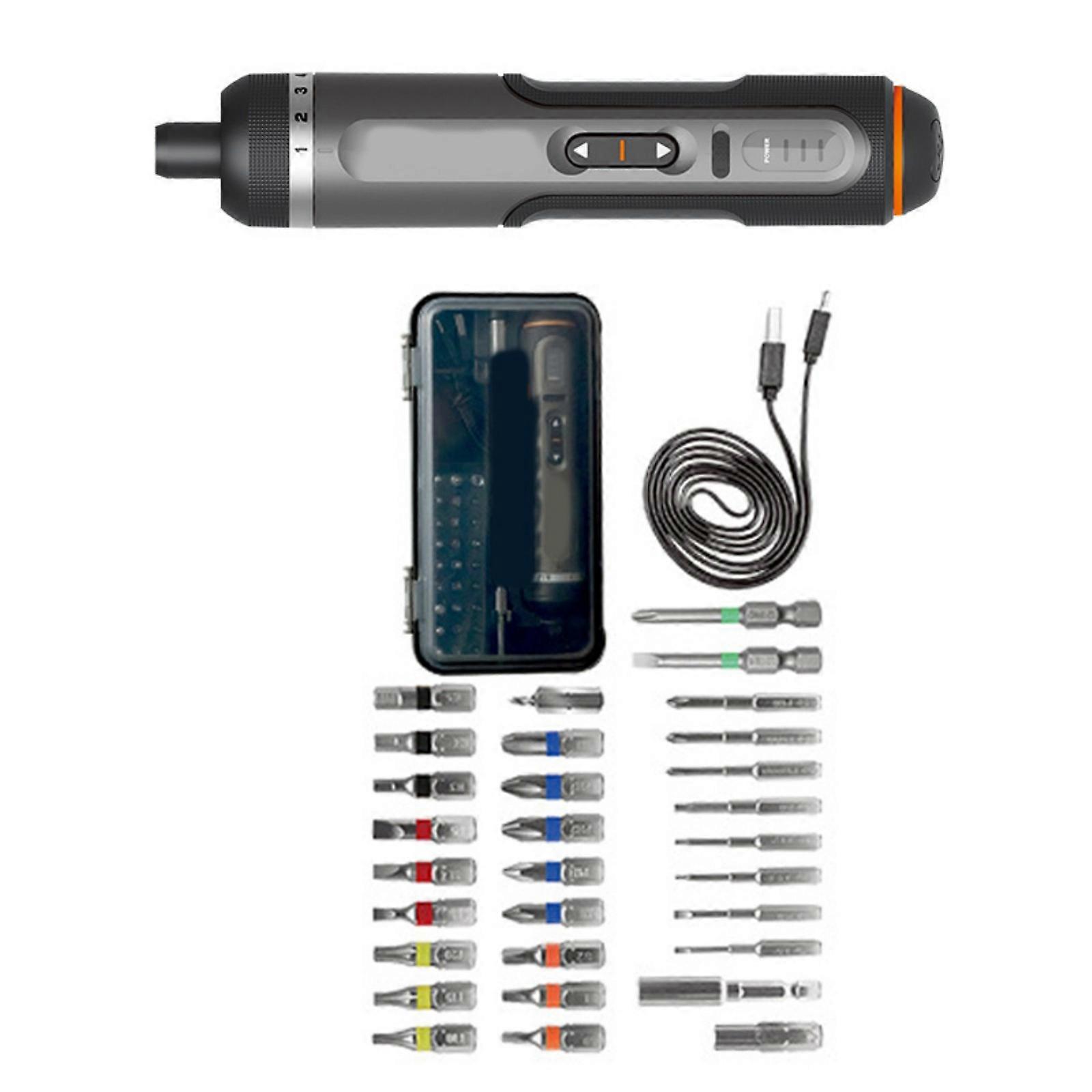 Compact Auto Rotations Electric Screwdriver 7 Variable Speeds Built In LED Light Magnetic Bit Storage For Tight Space Multicolor