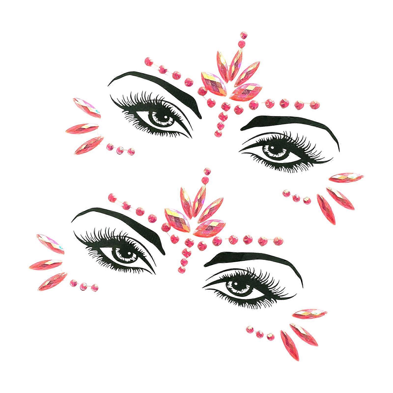 2 Count Electronic Face Decals Quick Dry Temporary Body Art for Concerts Reusable Design Multicolor
