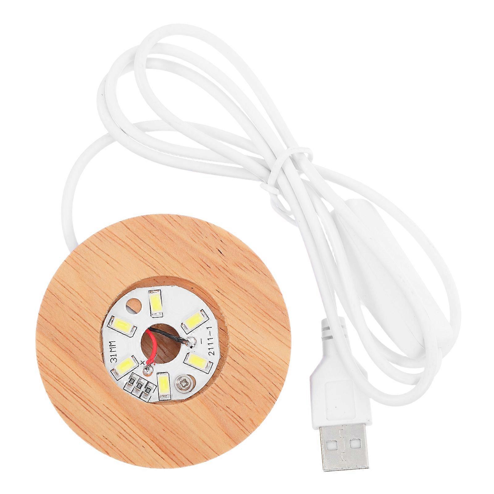 Snowball Lighted Base Wood Display Stand for Crystal Ball Mini Round USB