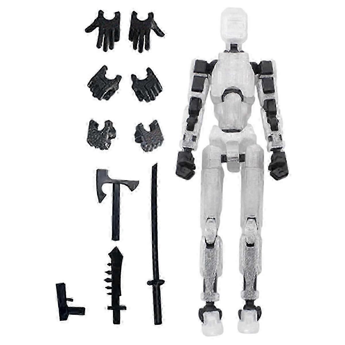 3D Printed Robot Action Figure With Full Articulation White Design for Collectors and Kids Play​