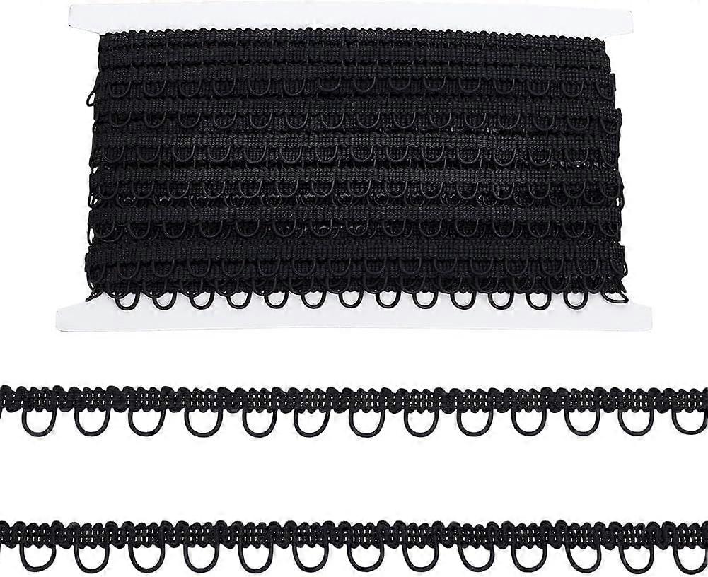 10 Yards Gimp Braid Trim with Elastic Button Loop 1/2 inch Black Button Elastic Loop Button Loop Tape Dress Zipper Extender Upholstery Trim for Sewing