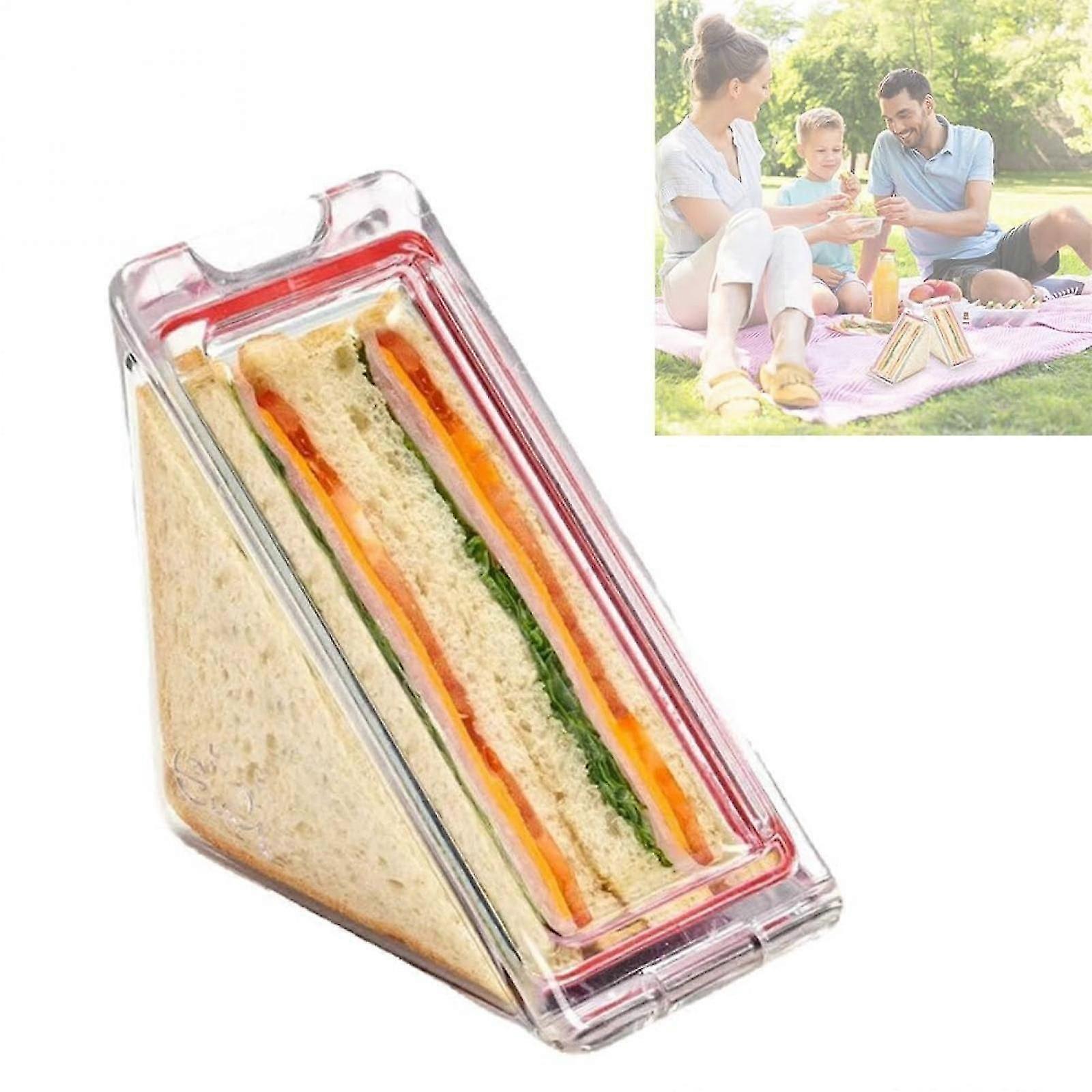 Contenant à sandwich triangulaire réutilisable, boîte à lunch portable, sacs en plastique pour sandwichs au petit-déjeuner
