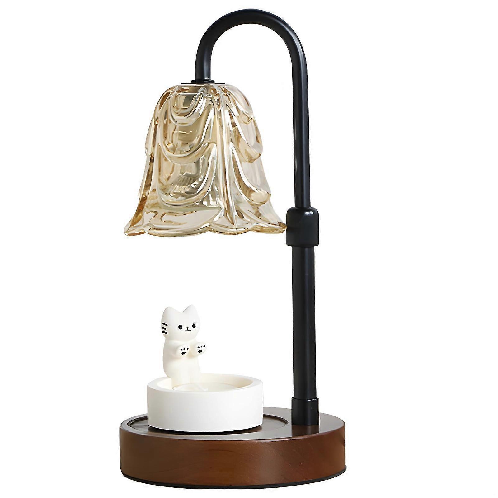 Dimmable Electric Candle Warmer Lamp with Timer, Adjustable Height, Flower Shade, 2 Bulbs