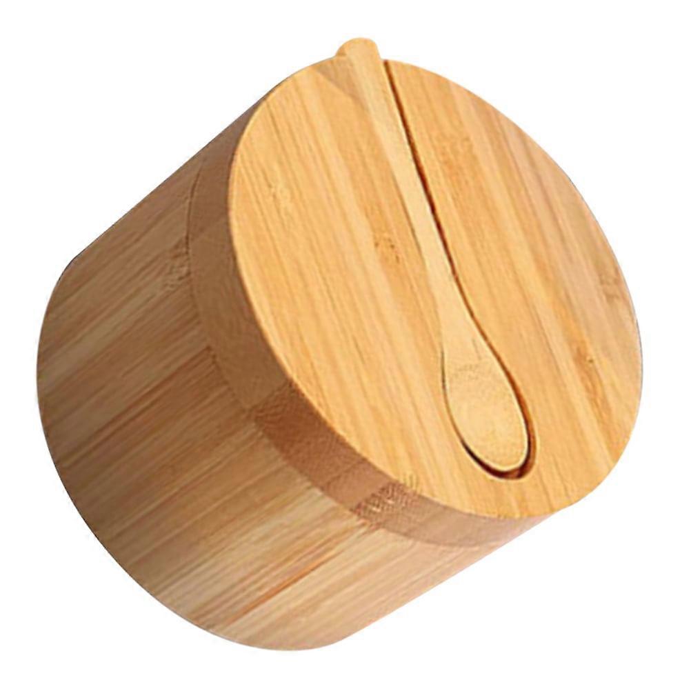Magnetic Closure Kitchen Salt Box Accessory Container Multi-function Seasoning Black Pepper Round Wooden