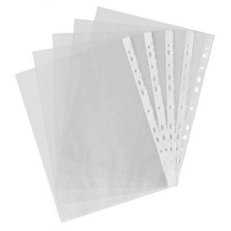 100pcs A4 PP Punched Filing Bag Transparent 0.03mm