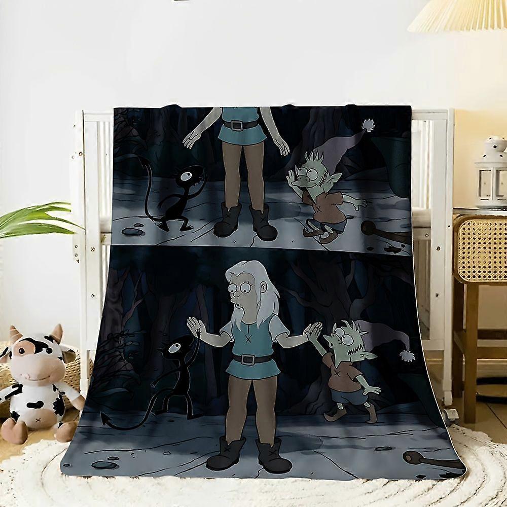 [JIT]1pcs, Flannel blankets, Disenchantment poster, Sofa gentle layer, heat-kissed extension rest, lap relaxation, daily-AZXCV228