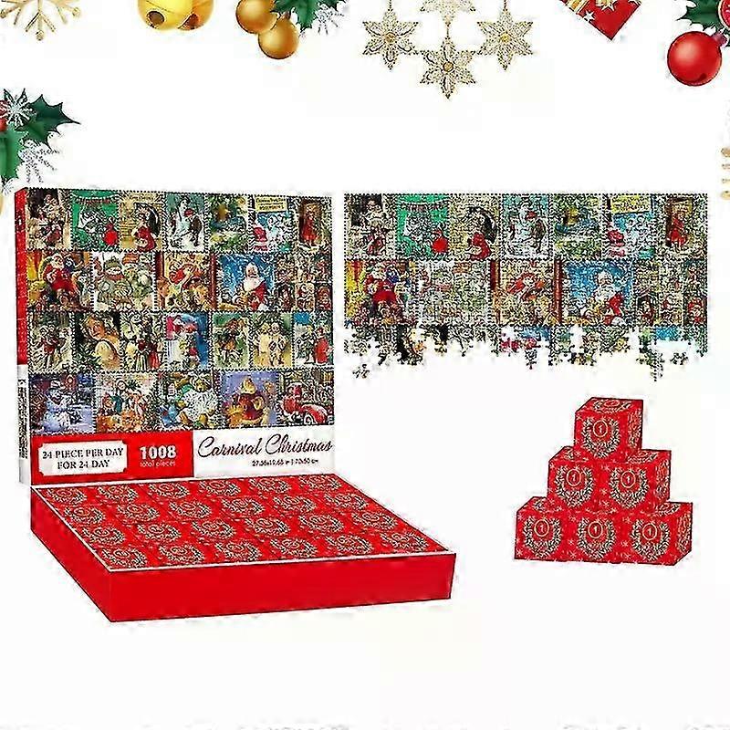 Christmas Calendar Puzzle for Advent Countdown - 24 Days Jigsaw with Vintage Postcard Motif