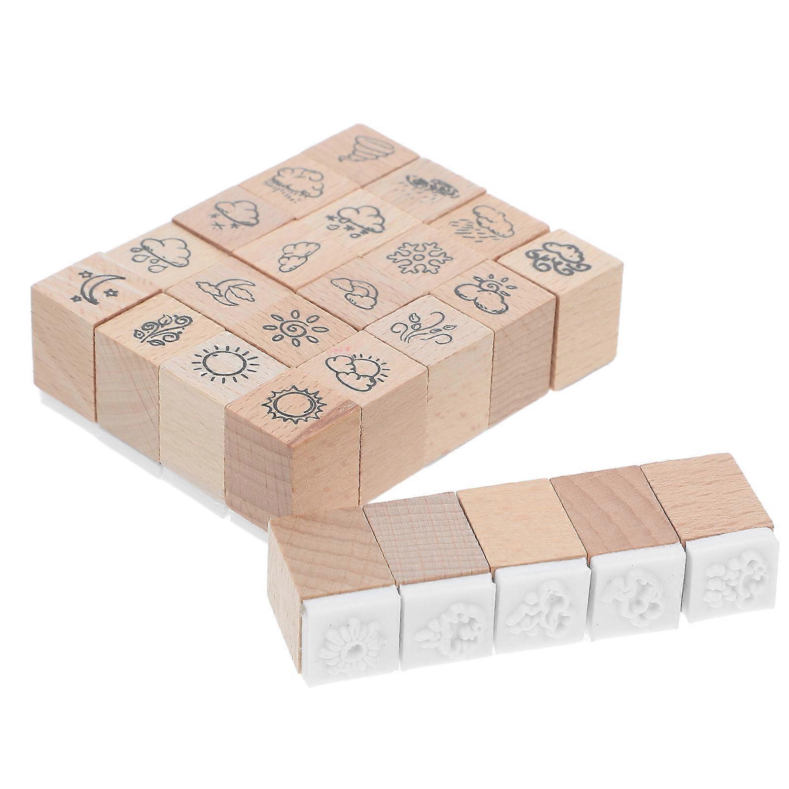 Multi Colored Wooden Stamps For Journal Entries And DIY Projects Cute Shape 1 Set Creative Fun